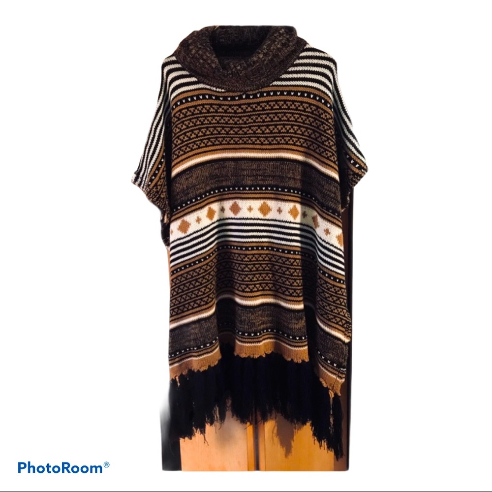 Calstyle Striped Poncho one size - Picture 3 of 8